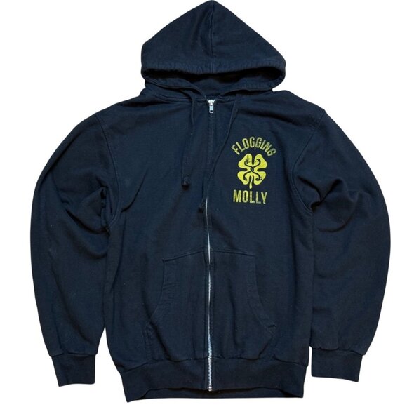 Y2K‎ Flogging Molly Black Zip-Up Hoodie S - Picture 1 of 7